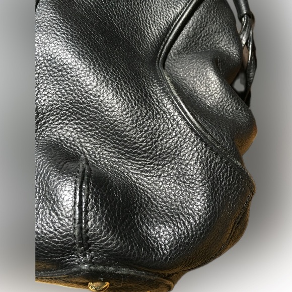 Isaac Mizrahi Live Leather Drawstring Sides Large Tote Handbag - Picture 7 of 16